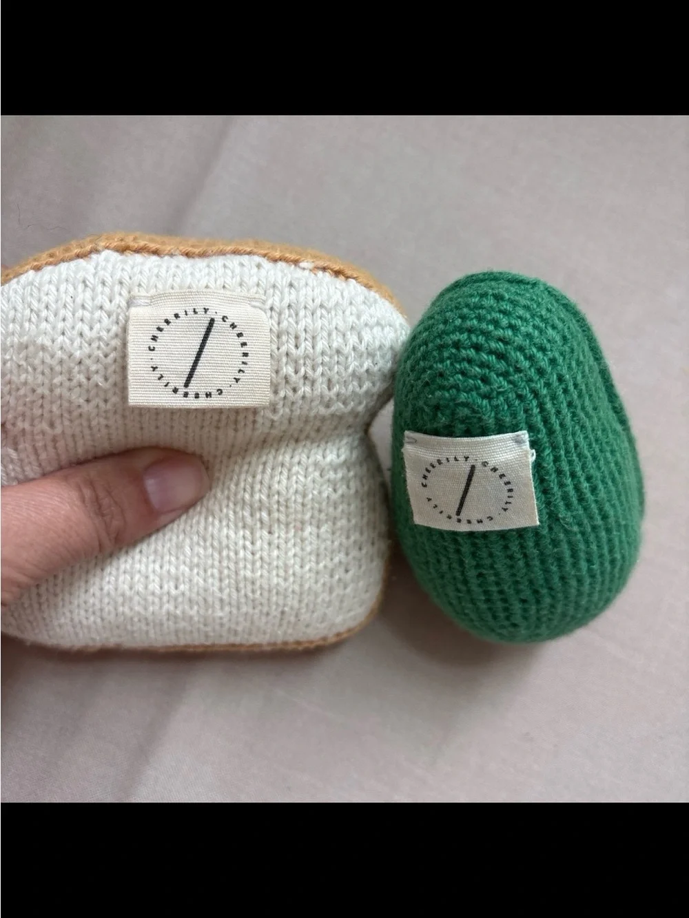 Plush Crochet Avocado and Toast Kids Toy Set